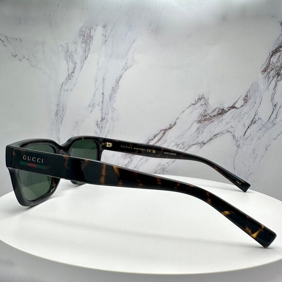 New GUCCI Sunglasses Brown Gold Red Green Web 55-20-145 mm Mens Square Gucci - Picture 14 of 16